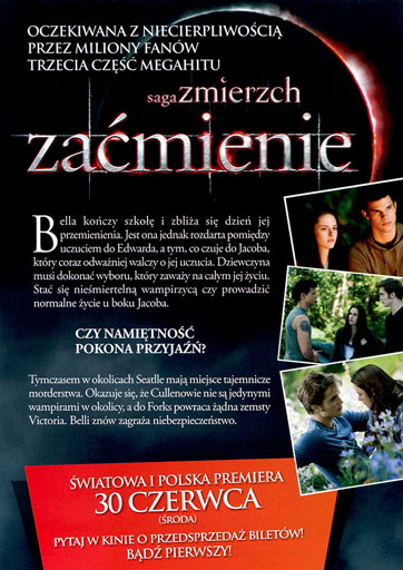 Tył ulotki filmu 'Saga Zmierzch: Zaćmienie'