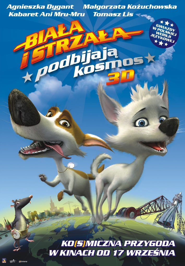 Polski plakat filmu 'Biała i Strzała Podbijają Kosmos'
