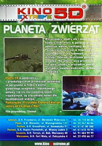 Tył ulotki filmu 'Planeta Zwierząt'