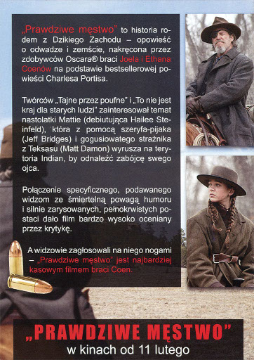 Tył ulotki filmu 'Prawdziwe Męstwo'