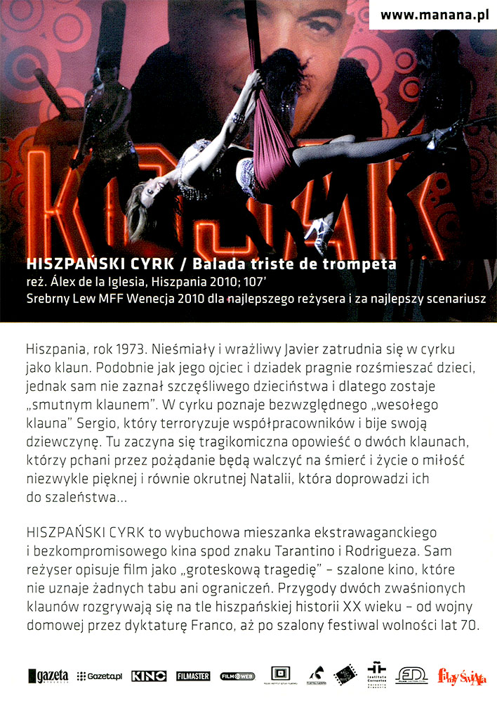 Ulotka filmu 'Hiszpański Cyrk (tył)'