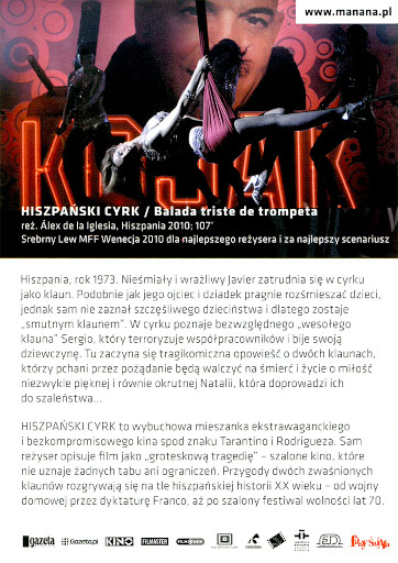Tył ulotki filmu 'Hiszpański Cyrk'