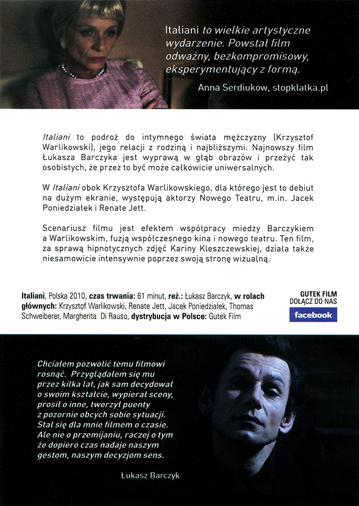 Ulotka filmu 'Italiani (tył)'
