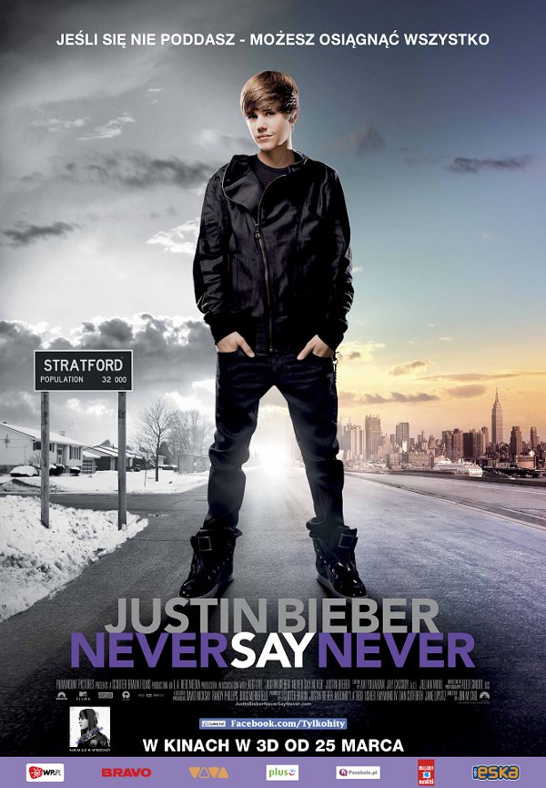 Polski plakat filmu 'Justin Bieber: Never Say Never'