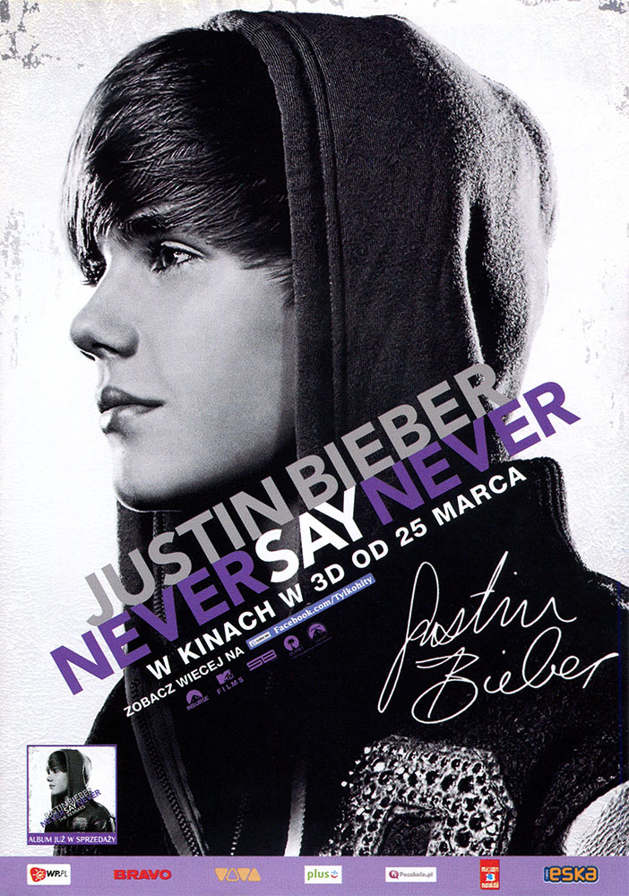 Ulotka filmu 'Justin Bieber: Never Say Never (przód)'