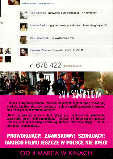 Tył ulotki filmu 'Sala Samobójców'