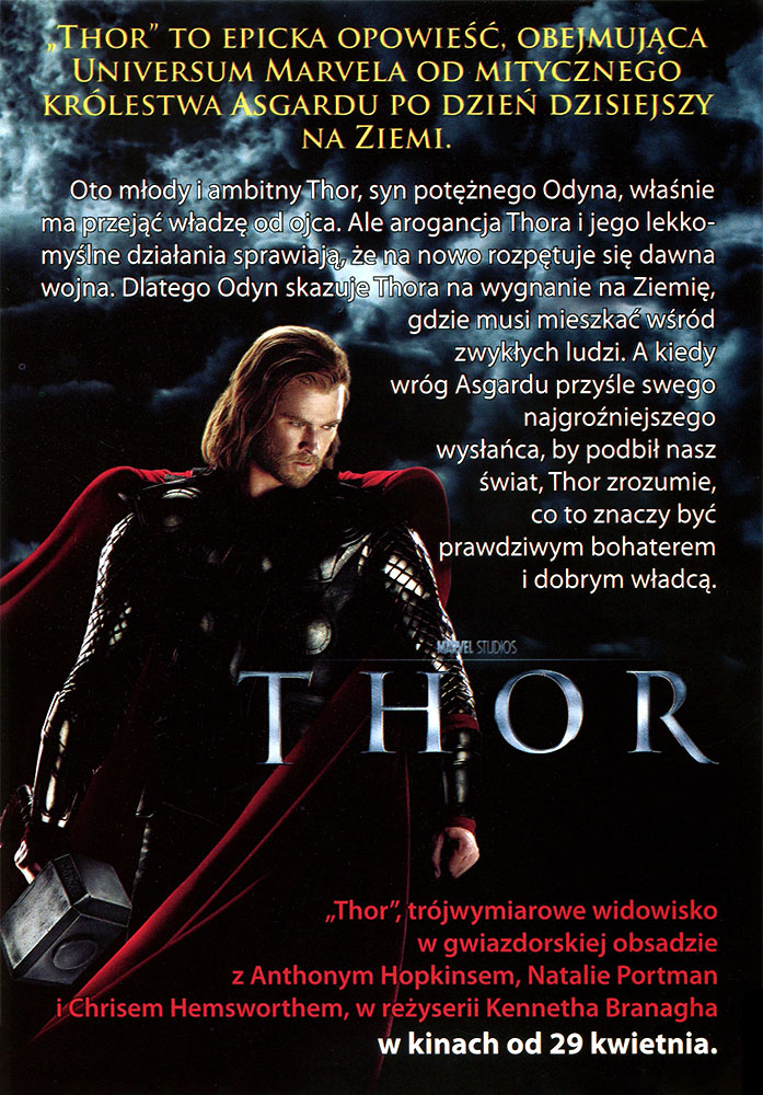 Ulotka filmu 'Thor (tył)'