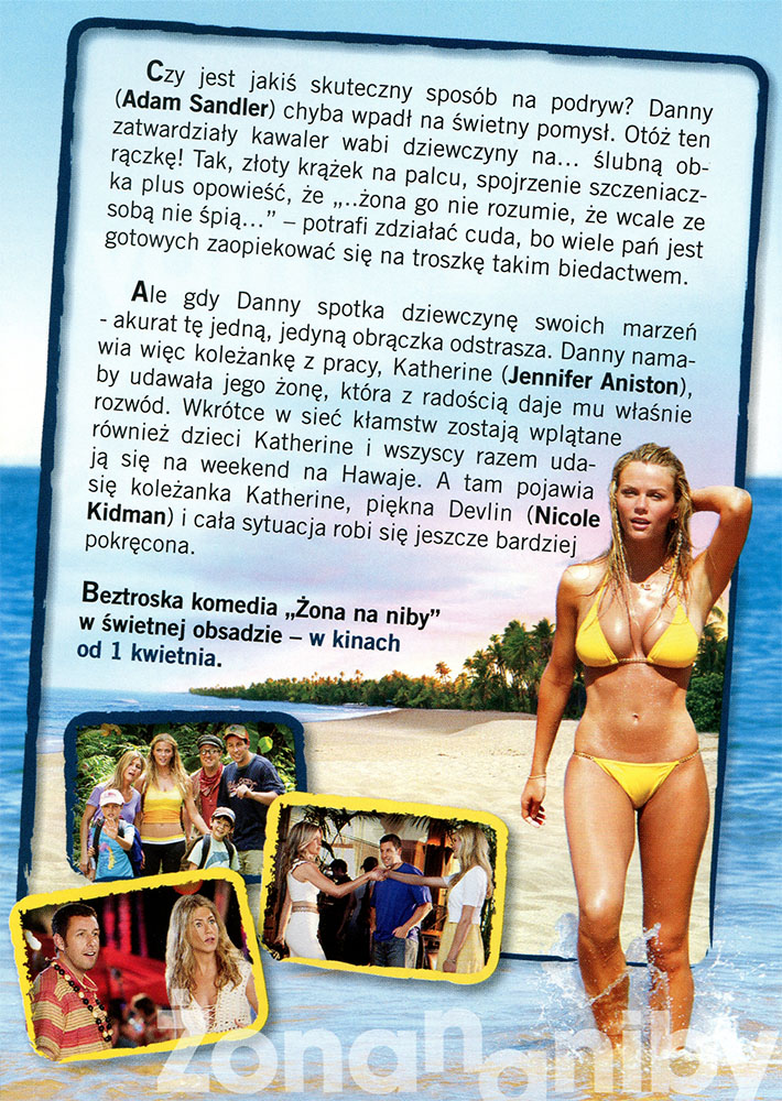 Ulotka filmu 'Żona Na Niby (tył)'