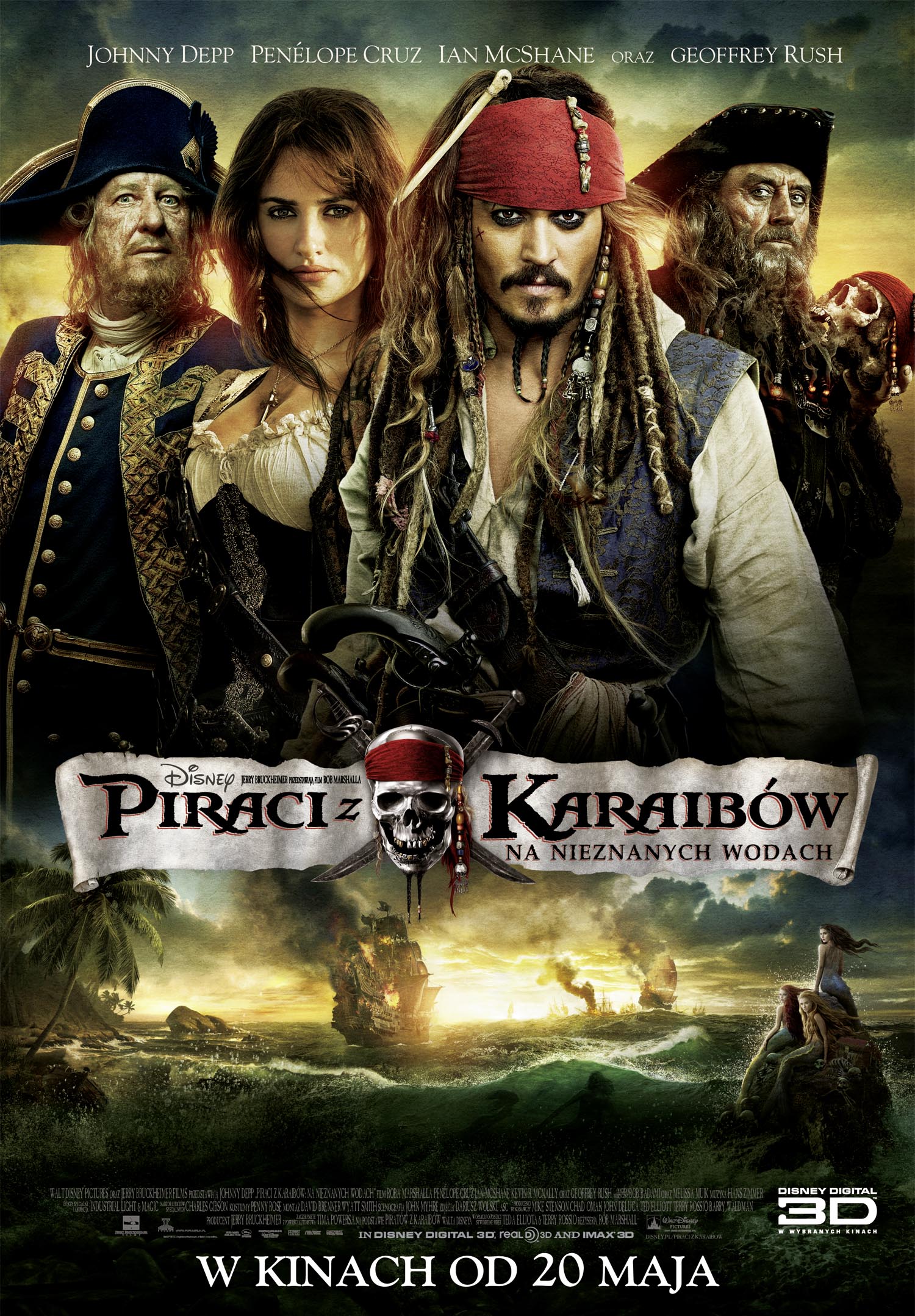 Polski plakat filmu 'Piraci Z Karaibów: Na Nieznanych Wodach'