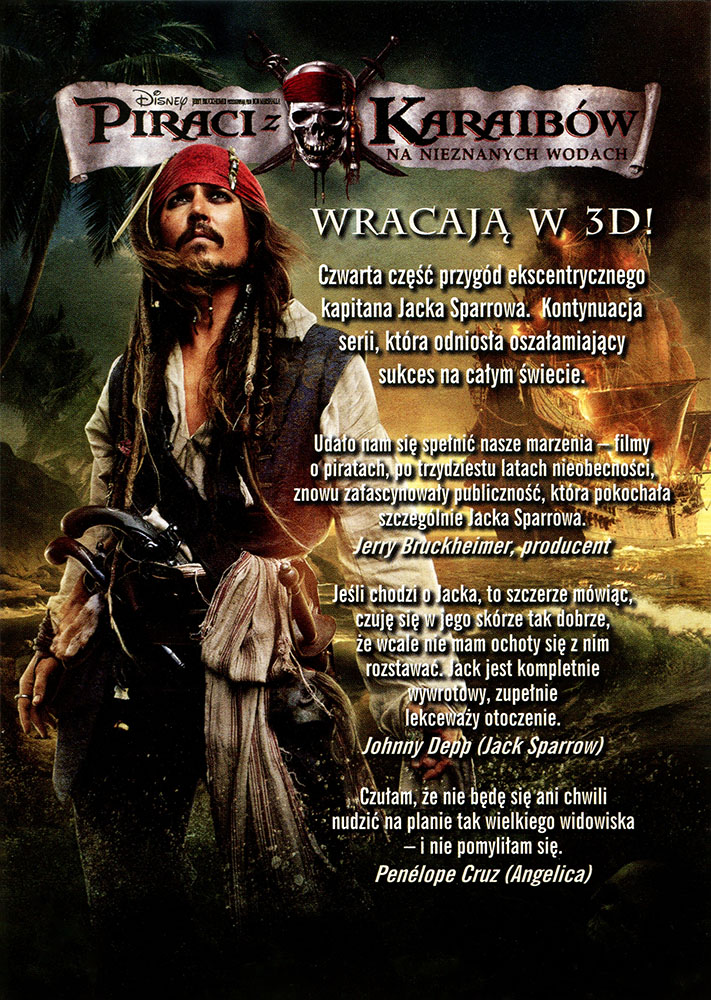 Ulotka filmu 'Piraci Z Karaibów: Na Nieznanych Wodach (tył)'