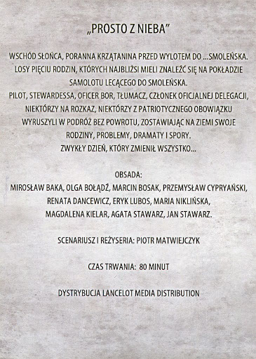Tył ulotki filmu 'Prosto Z Nieba'