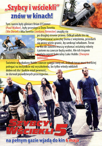 Tył ulotki filmu 'Szybcy i Wściekli 5'