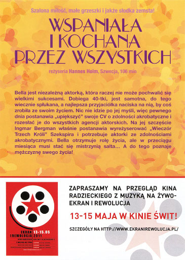 Tył ulotki filmu 'Wspaniała i Kochana Przez Wszystkich'