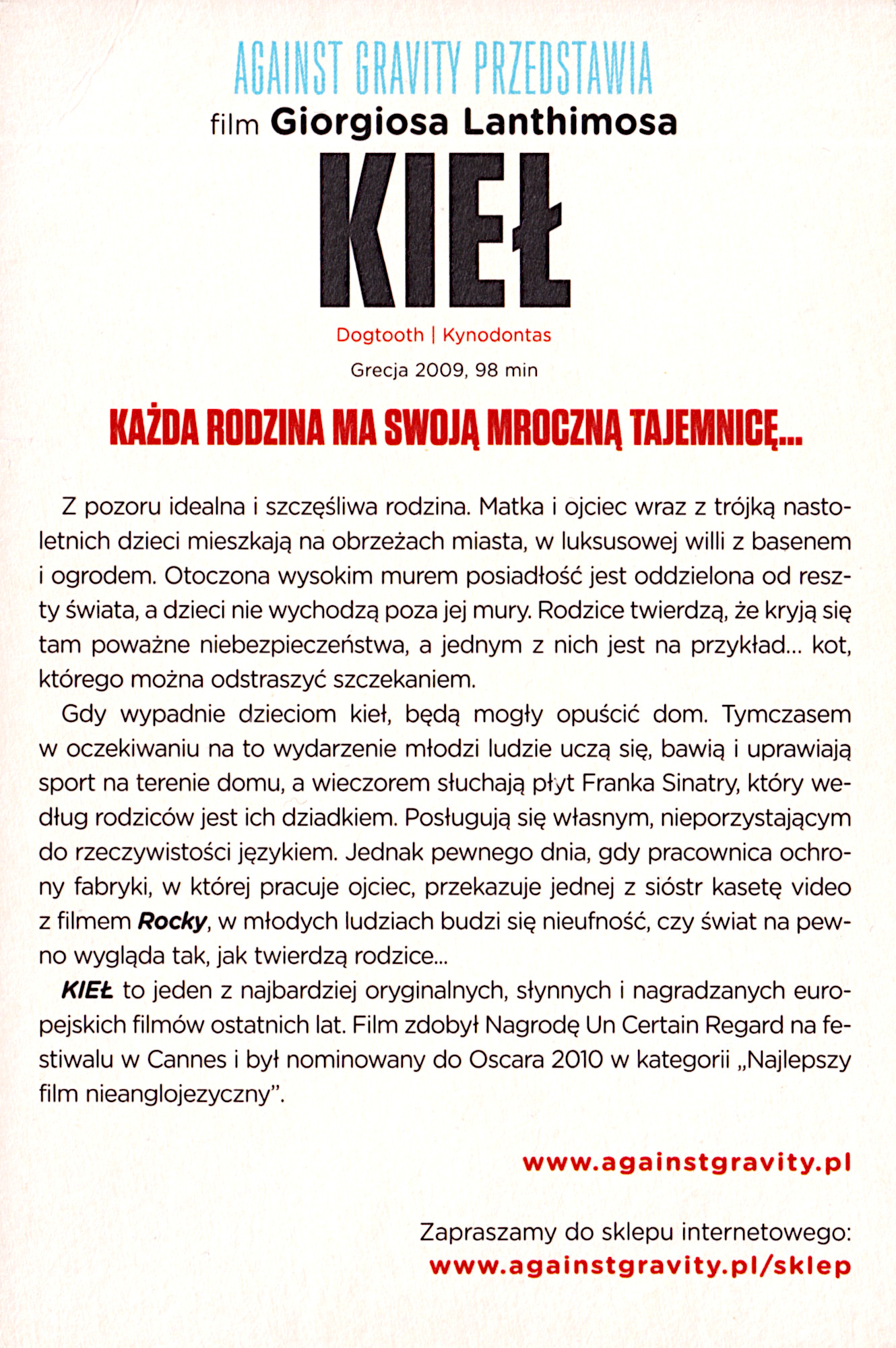 Ulotka filmu 'Kieł (tył)'