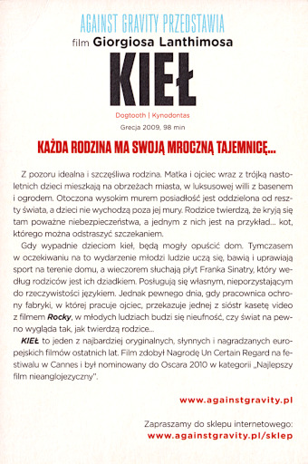 Tył ulotki filmu 'Kieł'