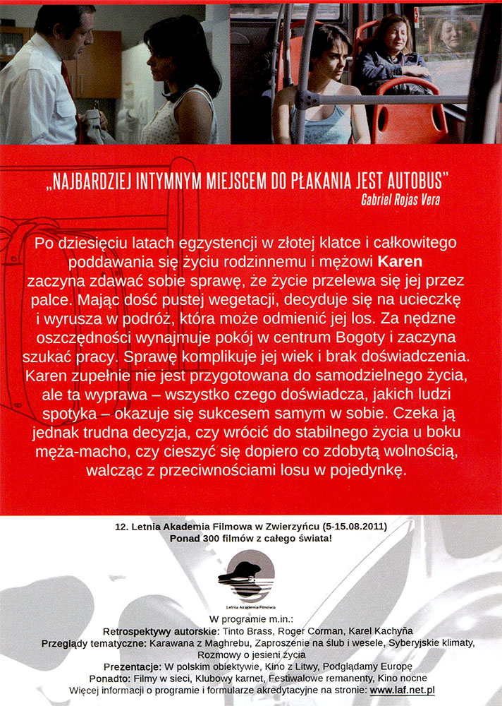 Ulotka filmu 'Karen Płacze W Autobusie (tył)'