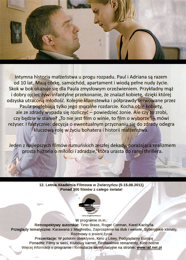 Ulotka filmu 'Wtorek, Po Świętach (tył)'