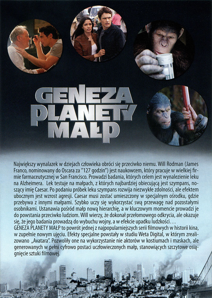 Ulotka filmu 'Geneza Planety Małp (tył)'