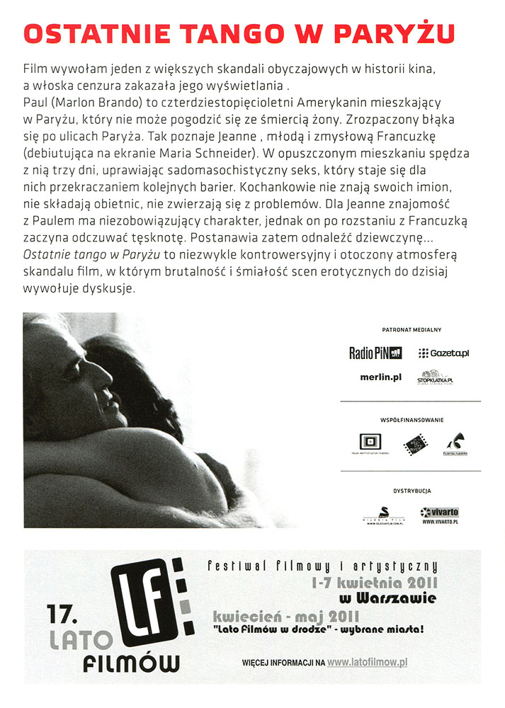 Ulotka filmu 'Ostatnie Tango W Paryżu (tył)'