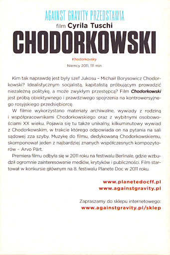 Tył ulotki filmu 'Chodorkowski'