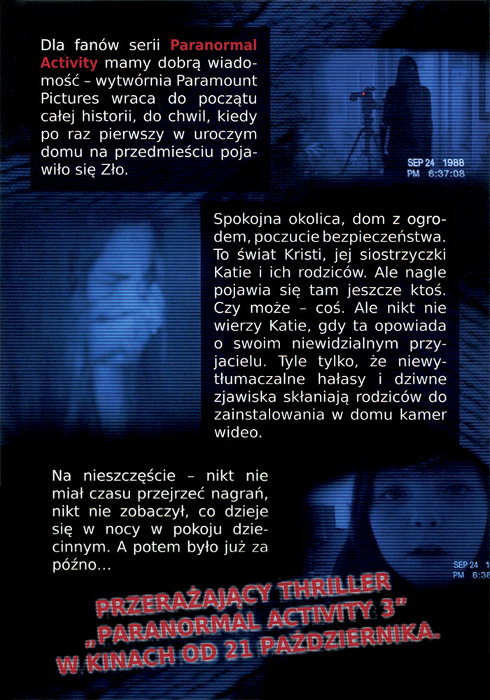 Ulotka filmu 'Paranormal Activity 3 (tył)'