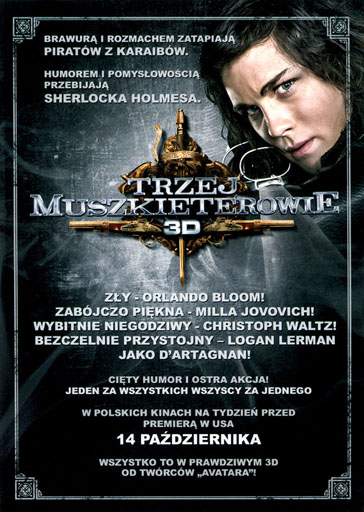 Tył ulotki filmu 'Trzej Muszkieterowie'