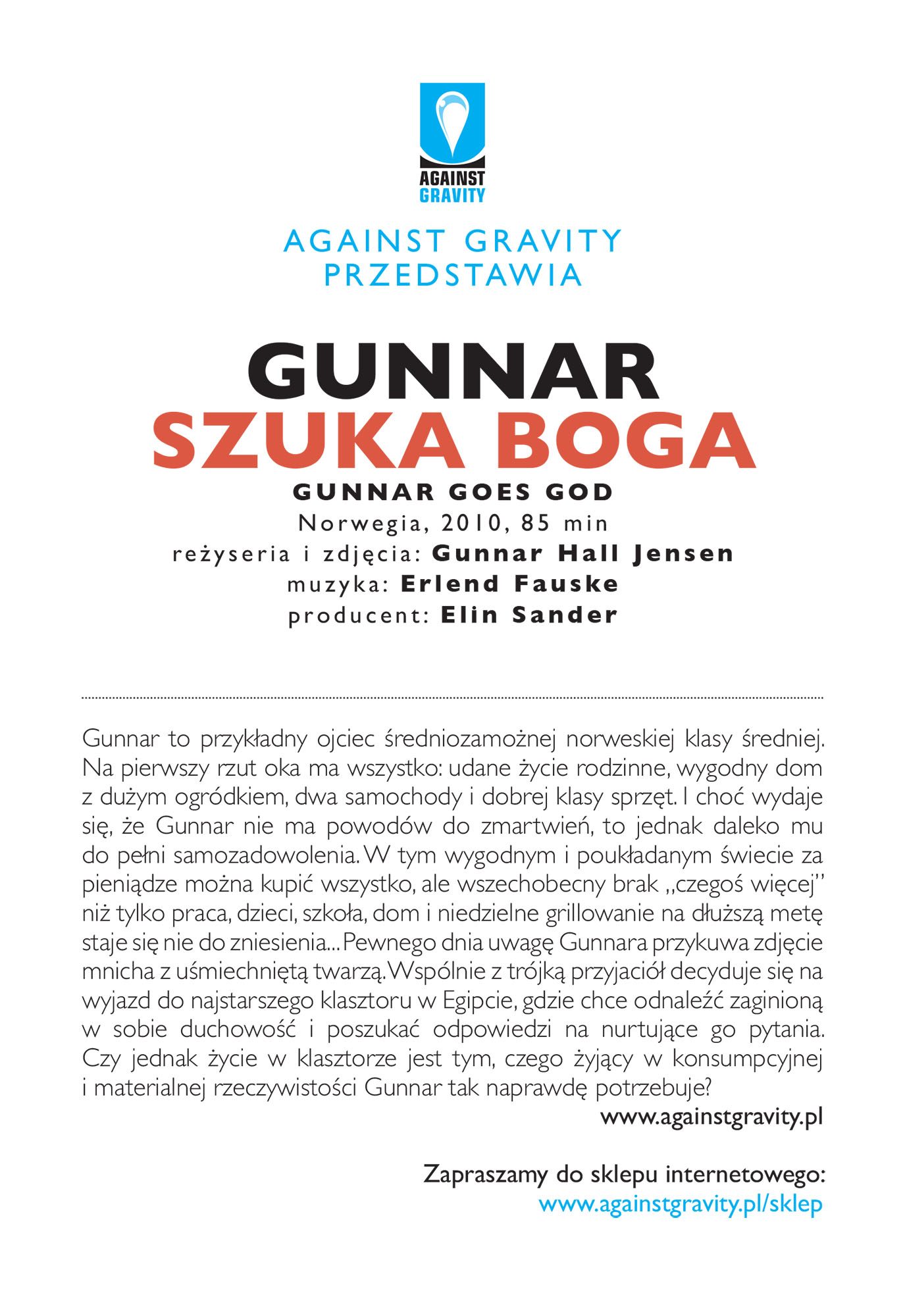 Ulotka filmu 'Gunnar Szuka Boga (tył)'