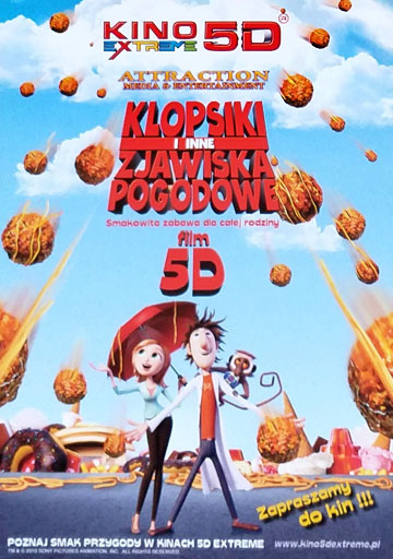 Przód ulotki filmu 'Klopsiki i Inne Zjawiska Pogodowe 5D'