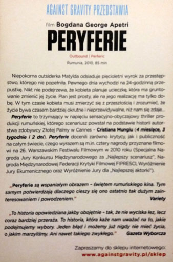 Tył ulotki filmu 'Peryferie'