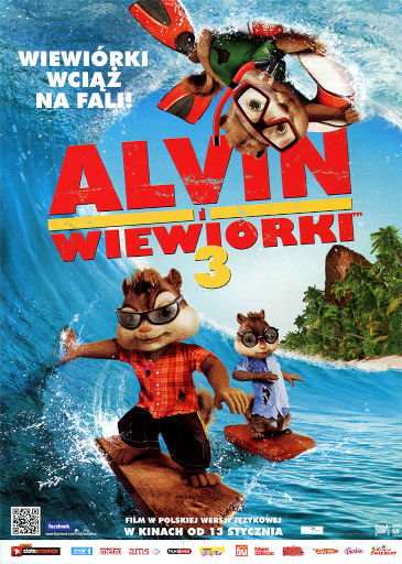 Przód ulotki filmu 'Alvin i Wiewiórki 3'