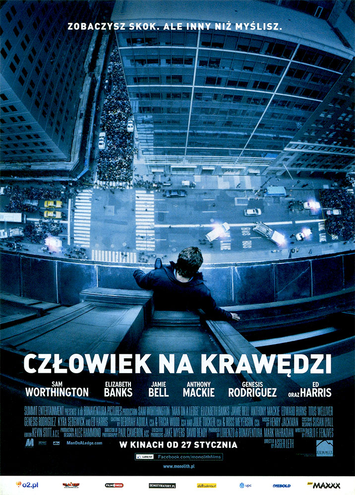 Ulotka filmu 'Człowiek Na Krawędzi (przód)'