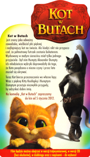 Tył ulotki filmu 'Kot W Butach'