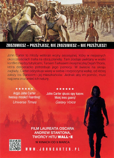 Tył ulotki filmu 'John Carter'