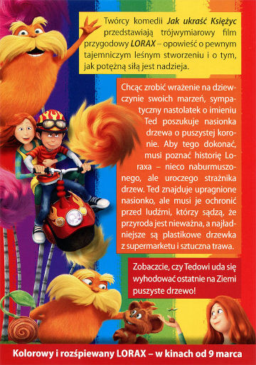 Tył ulotki filmu 'Lorax'
