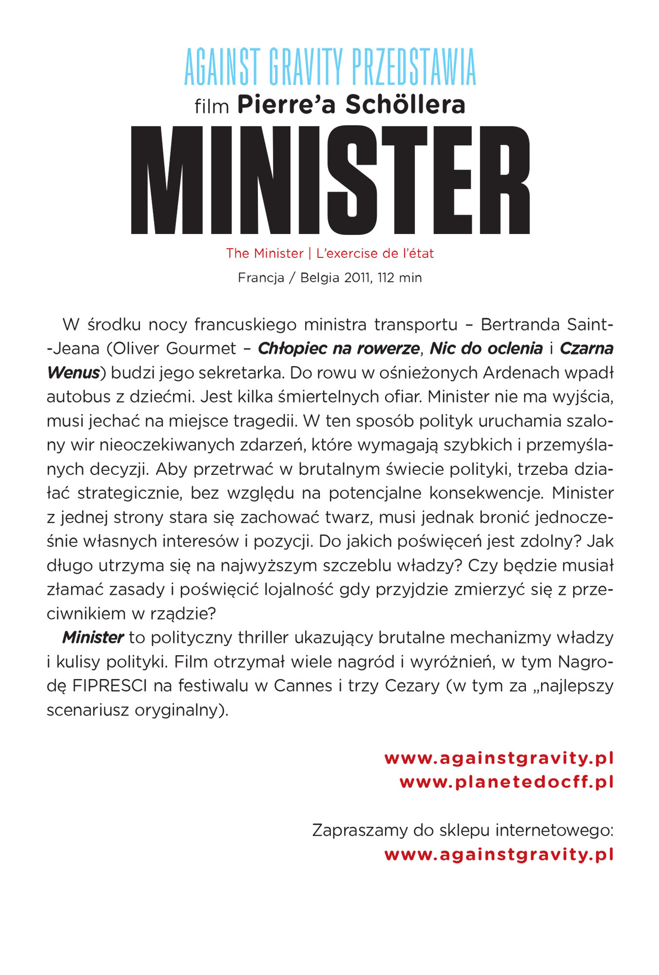 Ulotka filmu 'Minister (tył)'