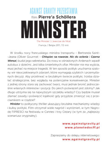 Tył ulotki filmu 'Minister'