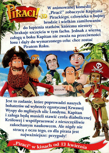 Tył ulotki filmu 'Piraci!'