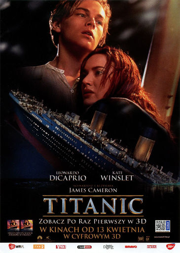 Przód ulotki filmu 'Titanic 3D'