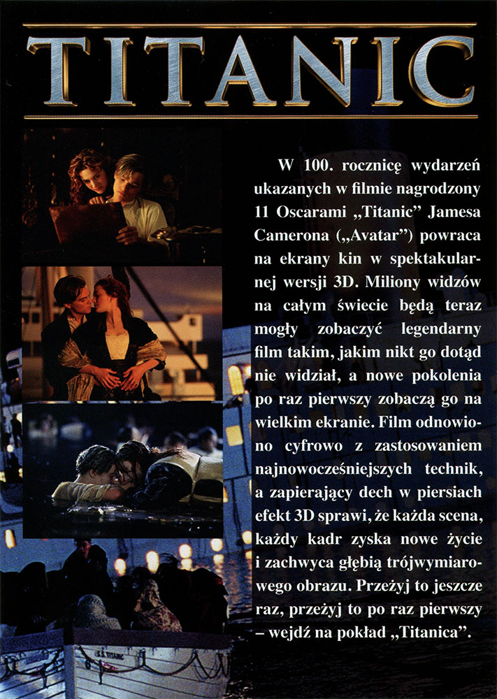 Ulotka filmu 'Titanic 3D (tył)'