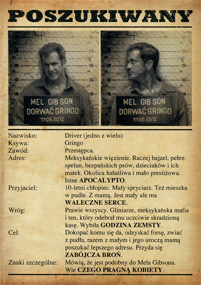 Ulotka filmu 'Dorwać Gringo (tył)'
