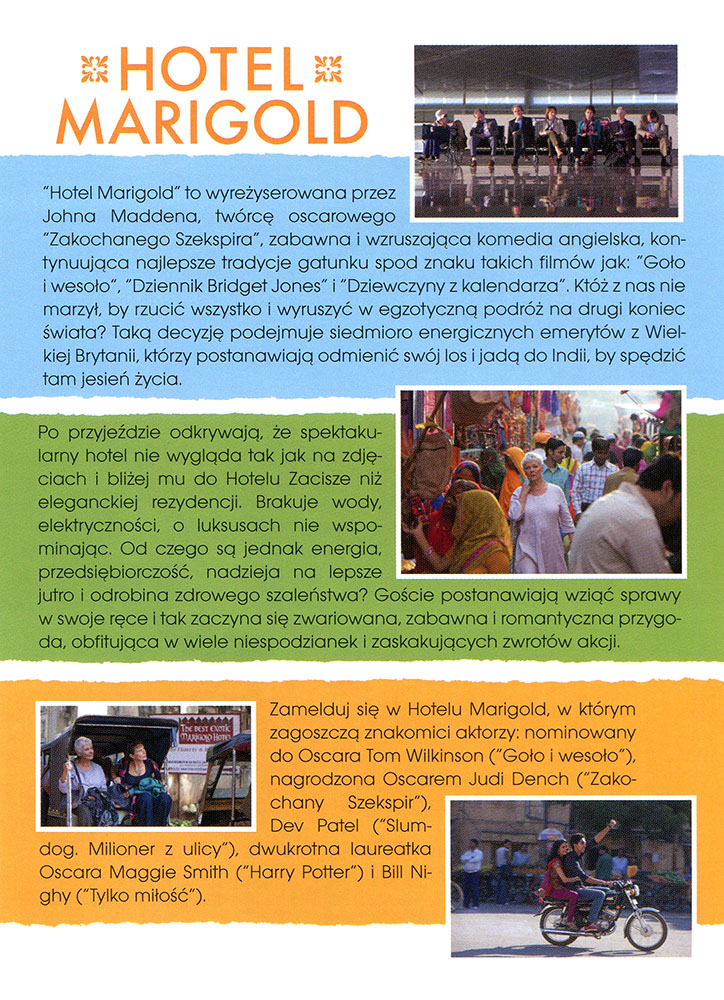 Ulotka filmu 'Hotel Marigold (tył)'
