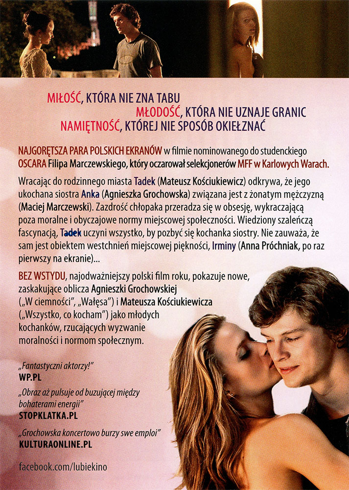 Ulotka filmu 'Bez Wstydu (tył)'