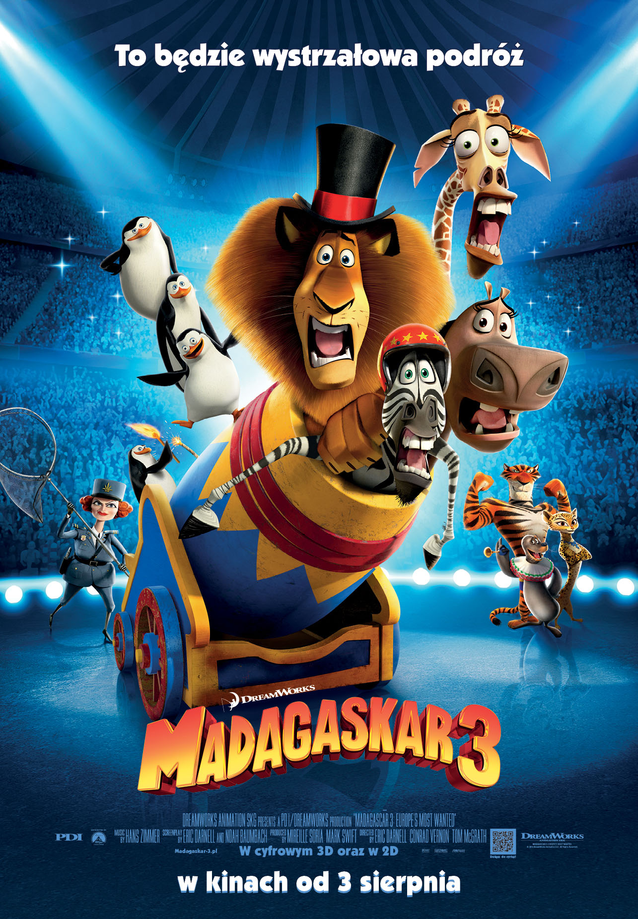 Polski plakat filmu 'Madagaskar 3'