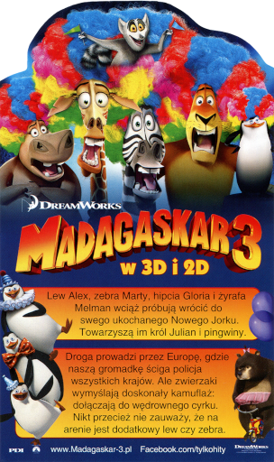 Przód ulotki filmu 'Madagaskar 3'