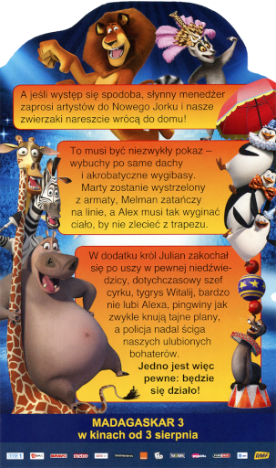 Tył ulotki filmu 'Madagaskar 3'