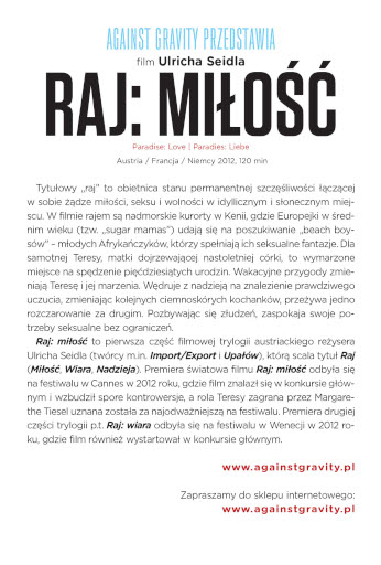Tył ulotki filmu 'Raj: Miłość'