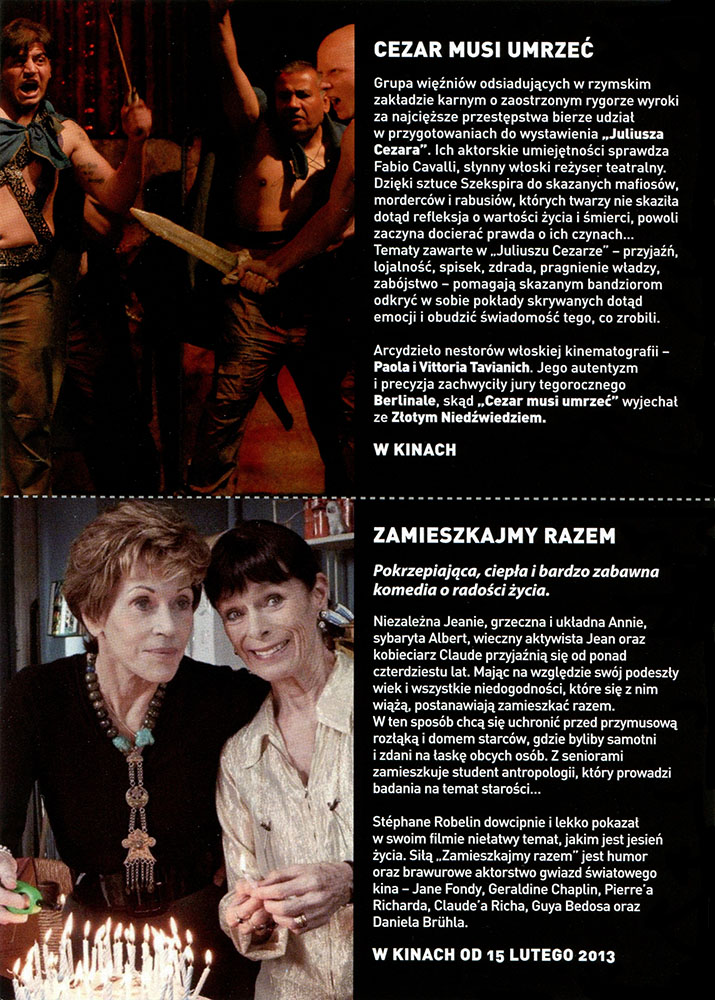 Ulotka filmu 'Cezar Musi Umrzeć (tył)'
