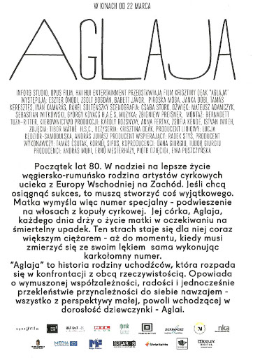 Tył ulotki filmu 'Aglaja'