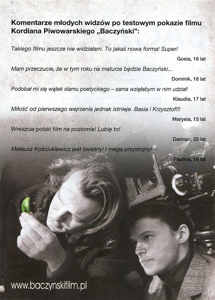 Ulotka filmu 'Baczyński (tył)'