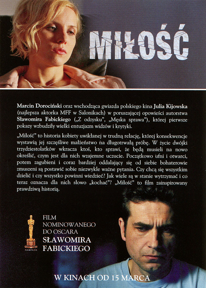 Ulotka filmu 'Miłość. Film Sławomira Fabickiego (tył)'